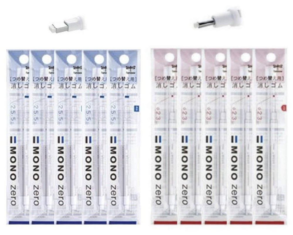 Tombow Mono Zero Pen-Eraser 20 Refills 2.3mm Round & 2.5mm Rectangle tip