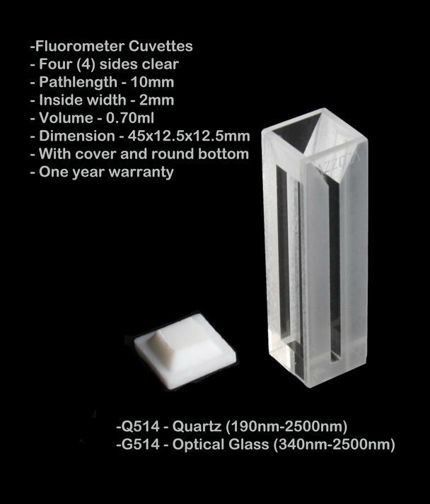 Azzota® 10MM PATHLENGTH FLUOROMETER CUVETTE, 0.70ML, GLASS