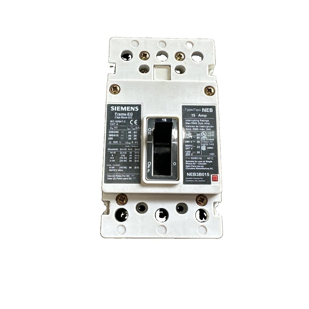 🔴 Siemens NEB3B015 15A 3 Pole Circuit Breaker NEB 35kA 480Y/277V New Takeoff‼️
