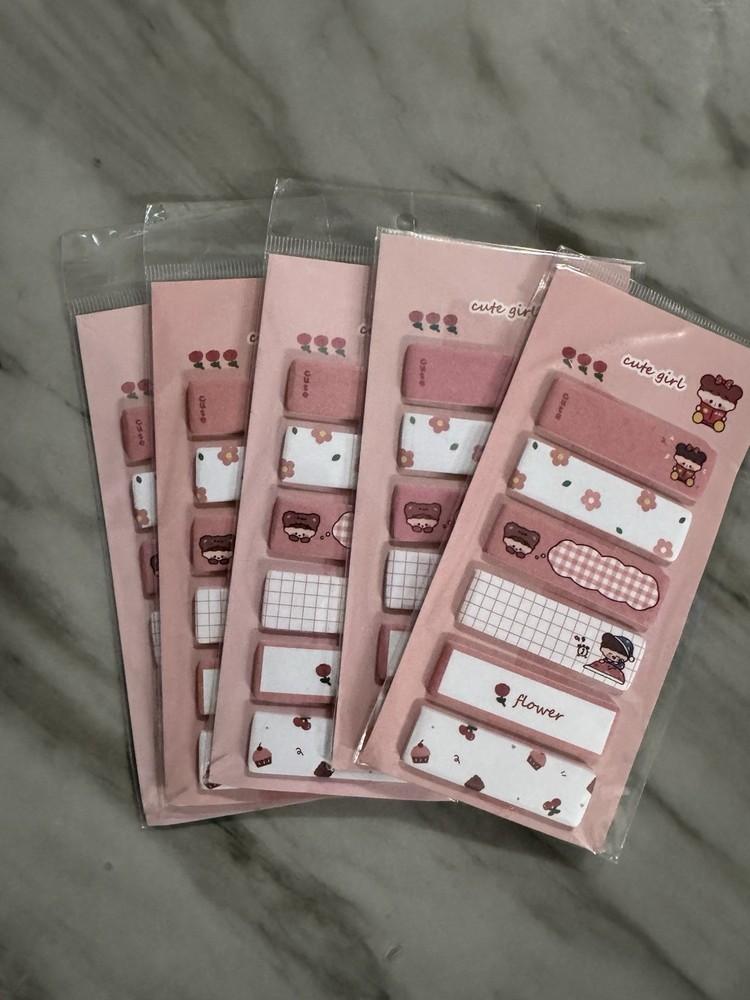 Lot Of 5! Pink Cute Sticky Note,Girl Animal Pattern Note Standard,
