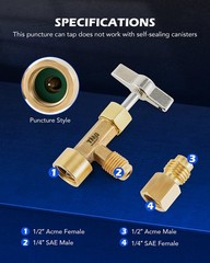 R134a Can Tap, Puncture Style R134a Refrigerant Dispenser with Tank Adapter f…