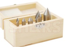 SHARS 60 Degree HSS Single Flute Countersink Set 5 Pcs NEW P}