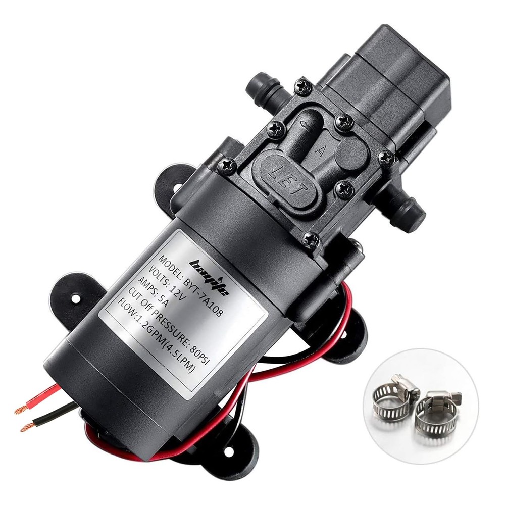 12V DC Water Transfer Pump 4.5 L/Min 1.2 GPM 80 PSI