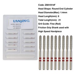 20 Types Zirconia Dental Diamond Burs FG Friction Grip for High Speed Handpiece