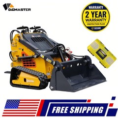 V380 Mini Skid Steer Loader 24HP 4-in-1 Bucket 3-Stage Pump Hydraulic System