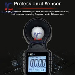 S8608 LCD Light Meter Digital Illuminance Meter Luxmeter Photometer 200000Lux
