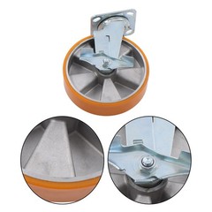 4 Pcs Industrial Casters 8″ Caster Wheel With Brake 6000lbs Orange Aluminum Core