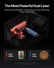 F2 Ultra 60W MOPA & 40W Diode Dual Laser Engraver, 100+ Color Metal Engraving, D
