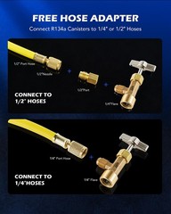 R134a Can Tap, Puncture Style R134a Refrigerant Dispenser with Tank Adapter f…