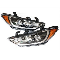 2017-2018 Hyundai Elantra Halogen Headlights Pair Clear Lens Black Housing