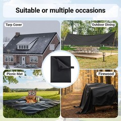 2 Pack 6×8 ft Black Heavy-Duty Waterproof Tarps – Oxford Fabric Tarpaulin wit…