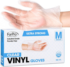 Forpro Disposable Vinyl Gloves, Industrial Grade, Powder & Latex Free, Non-Steri