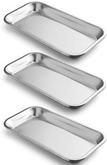 Classic Stainless Steel Tray Set 3 Pack 8.6 Inch Versatile for Bathroom Storage