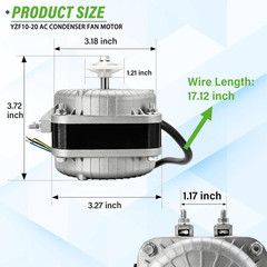 YZF10-20 Condenser Fan Motor AC 120V 60Hz 1550Rpm 10/55W 0.8A Electric Shaded Po