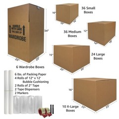 UBMOVE Wardrobe Kit 10 Rooms with 106 Boxes plus 6 Wardrobes