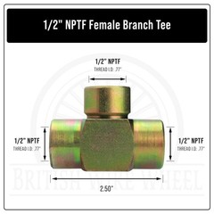 5605-08-08-08 | Brennan Hydraulic Tee ½” Female Pipe Adapter