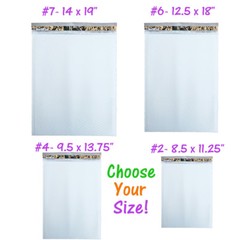14×19, 12×18, 9×13, 8×12, White Poly Bubble Mailing Envelopes Padded #7, #6,4,2