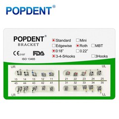 POPDENT Dental Orthodontic Metal Brackets MIM MBT/ROTH 022/018 345H Monoblock