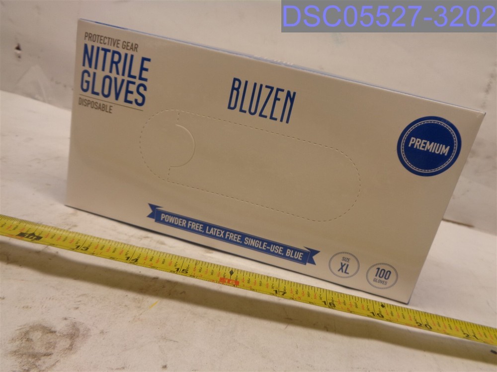 Qty=1000: BLUZEN Premium Blue Disposable Nitrile Gloves – Size XL – 810676032096
