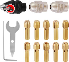 15PCS Keyless Drill Chuck Collet Set 1/32″–1/8″ for Dremel Rotary Tool 4486 Comp