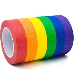 6 Rolls Colored Masking Tape，colored Red, orange, yellow, green, blue, purple