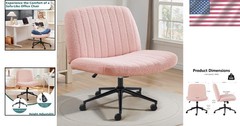 Adjustable Swivel Criss Cross Chair in Teddy Pink – Ideal for Office & Vanity