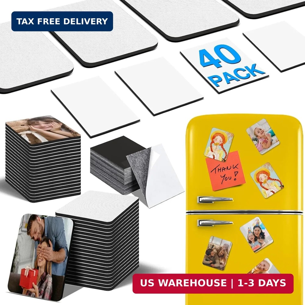 40 Pack Sublimation Magnet Blanks Set,Personalized Sublimation Refrigerator Magn