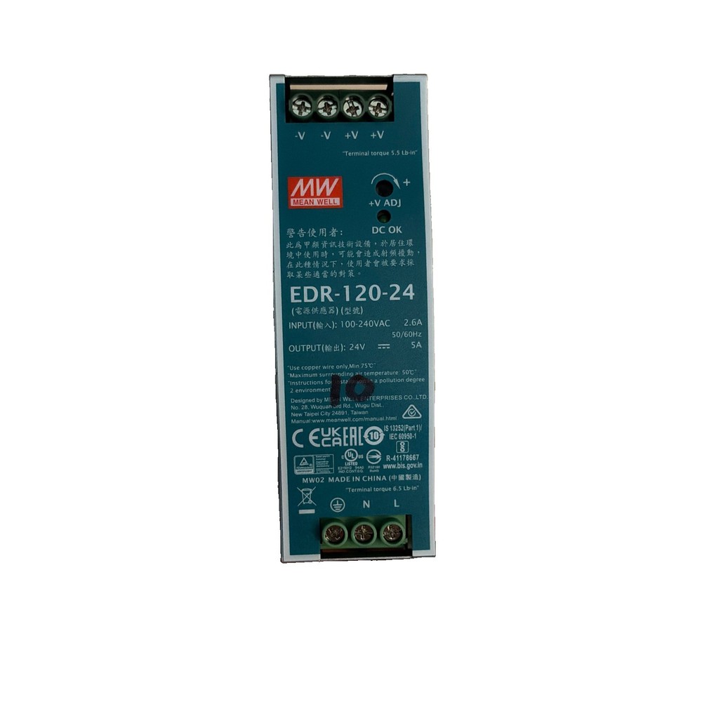MEAN WELL EDR-120-24 AC-DC DIN Rail Industrial Switching Power Supply 24V 5A