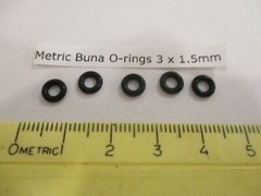 3mm ID x 6mm OD x 1.5mm thick O-ring. Buna-70. Quan 5..