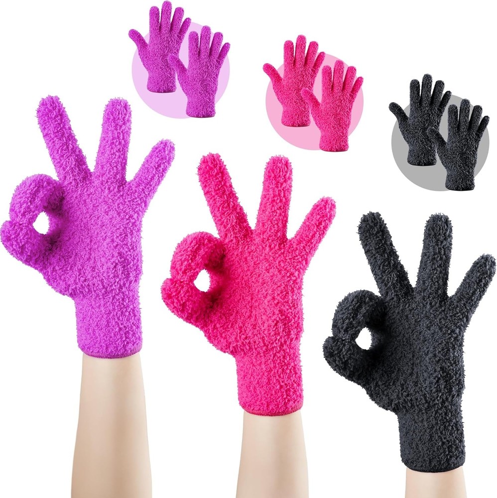 3 Pairs Reble Microfiber Hair Dye Gloves for Hair Coloring & Cleaning –