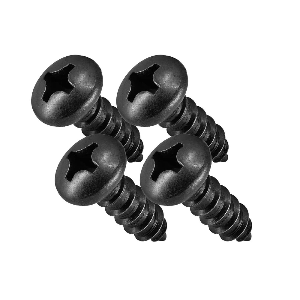 Black License Plate Screws, Black Head Stainless Steel Screws with Pan Head, Bla