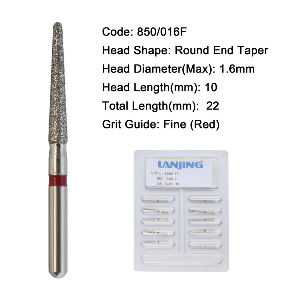 Dental Burs Diamond Round End Taper High Speed 856/018SC 850/016F Friction Grip