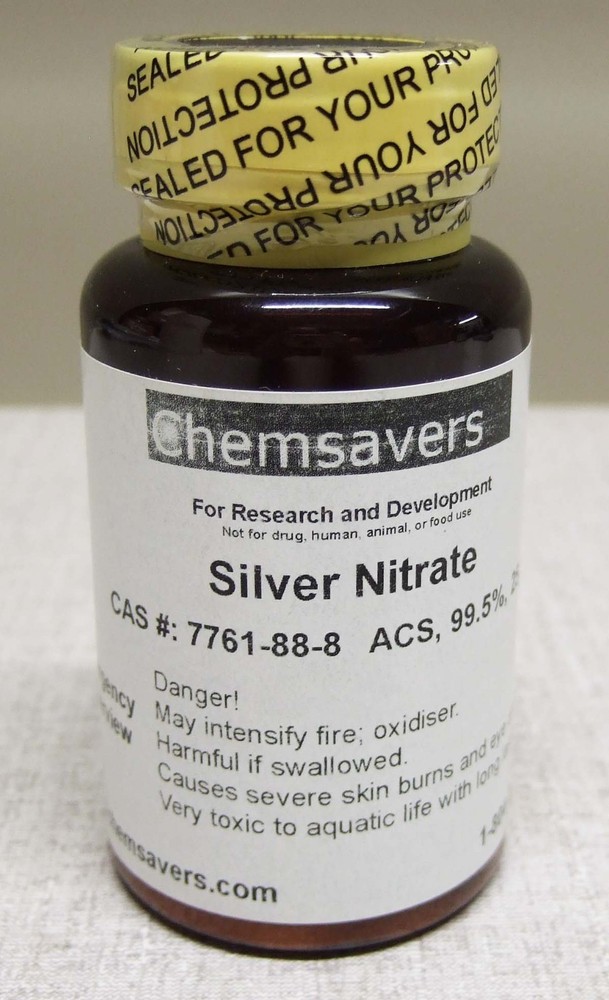 Silver Nitrate, CAS #: 7761-88-8 ACS, 99.5%, 25g