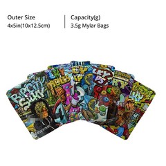 100pcs Mixed Pack Holographic Bag 3.5g Mylar Bag Stand Up Zip Seal Bags