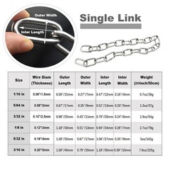1/8 inch3mm Wire Diameter Stainless Steel Safety Small Chains 20 inch Long Li…