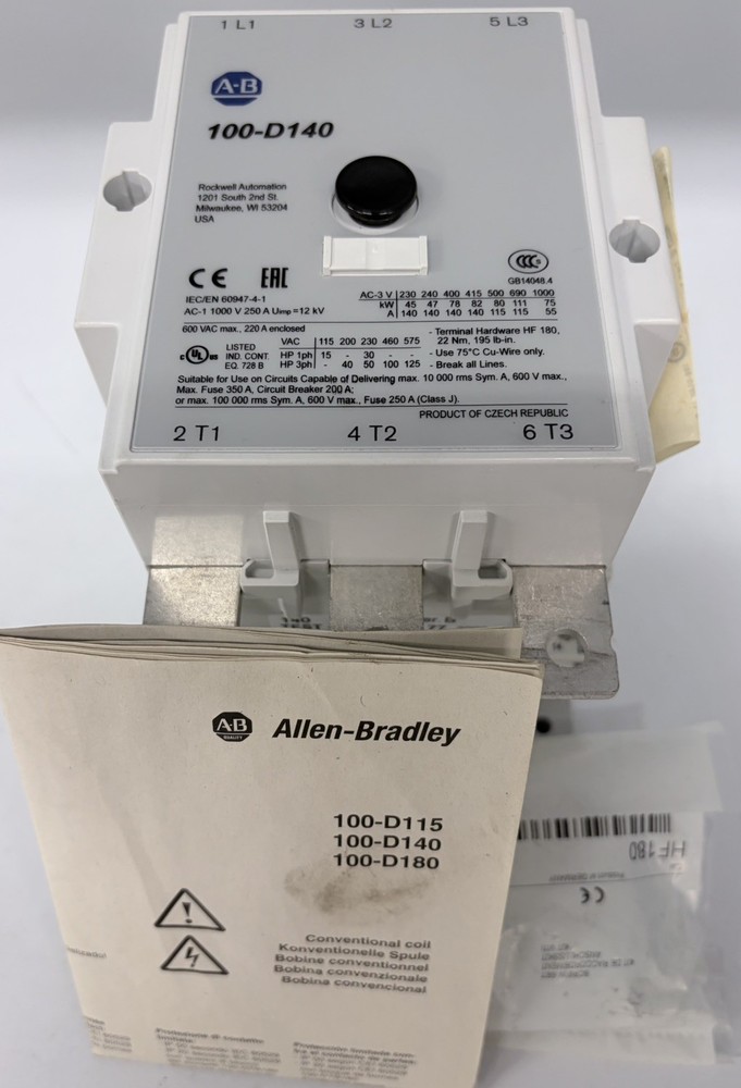 NEW Surplus Allen Bradley 100-D140 AC Contactor AC 120v Coil 60hz 140A