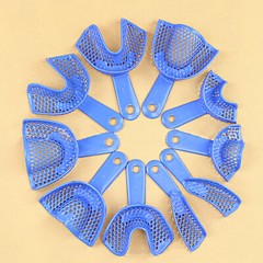 2Pcs Dental Plastic Steel Impression Trays Denture Upper & Lower Autoclavable