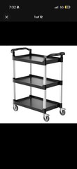 VEVOR Heavy Duty Utility Cart 300 lbs Capacity 3-tier Service Cart with Wheels