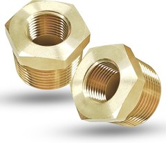 3/4″ Male to 3/8″ Female Brass Reducer Bushing, Versatile NPT Adapter Set of 2