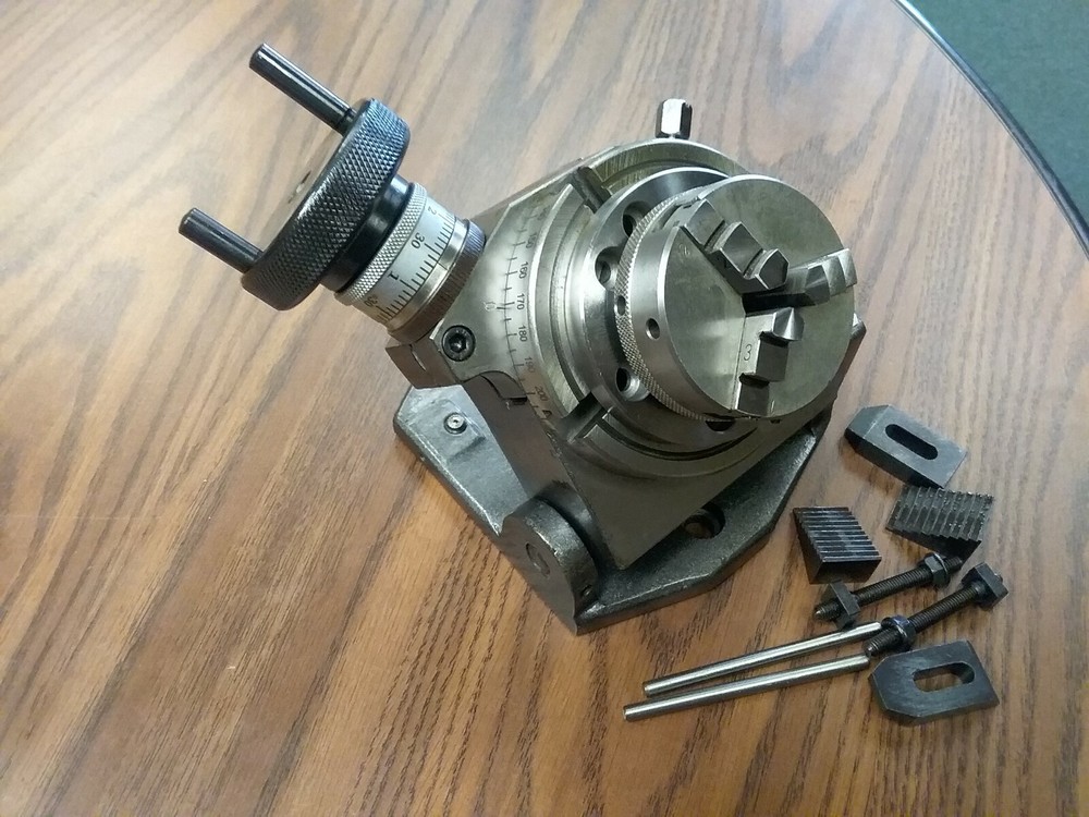 4″ PRECISION TILTING ROTARY TABLE w. 3″/65mm 3-jaw chuck Part#TTSK-100CK- NEW
