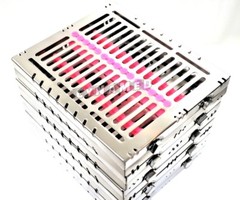 5 PINK GERMAN DENTAL AUTOCLAVE STERILIZATION CASSETTE RACKTRAY FOR 15 INSTRUMENT