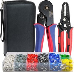 Ferrule Crimping Tool AWG 23-7, Hexagonal Ratchet Self-Adjusting Crimper for