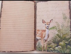 Junk Journal Booklet “WOODLAND CREATURES” HANDMADE Forest Life Lg 5.5″x8.5″ 40p