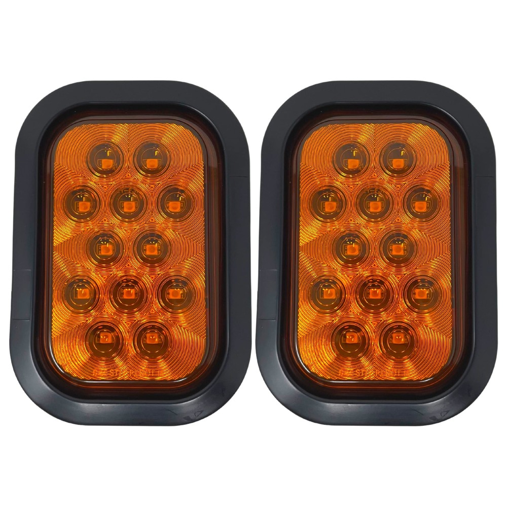 All Star Truck Parts 5×3 2x Amber Strobe Flashing Rectangle 15 LED Signal Turn