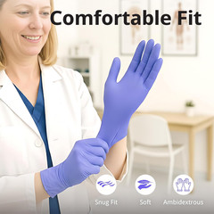 Disposable Nitrile Exam Gloves, 3Mil, Medium, Box of 100, Violet Nitrile Gloves