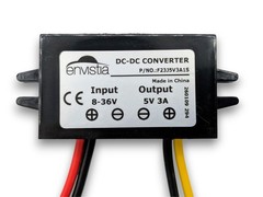 12V (8-23V) In To 5V Out 3A 15W DC-DC Waterproof Converter Module Flying Leads