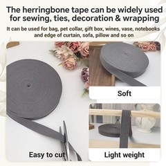 Dark Gray Twill Tape 3/4 Inch Wide – 40 Yards Herringbone Cotton Webbing Bias…