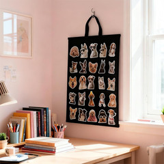 Double-Sided Sticker Display Stand with Handle, 4″ Card Organizer, Black