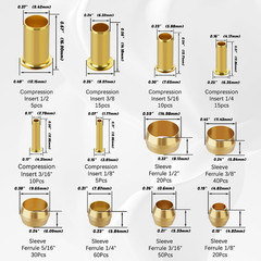 280PCS Compression Fittings Assortment Kit – 6 Sizes (1/4″, 3/8″, 5/16″, 1/2″, 3