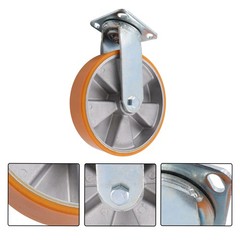 4 Pcs Industrial Casters 8″ Caster Wheel With Brake 6000lbs Orange Aluminum Core